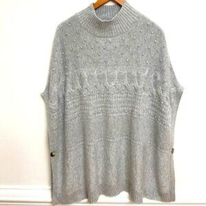 Talbots Sweater Poncho Women’s M Gray Oversized